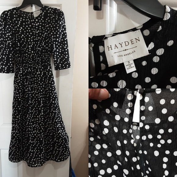 Retro Polka Dot Midi Dress Hayden LA sz S - Picture 1 of 7